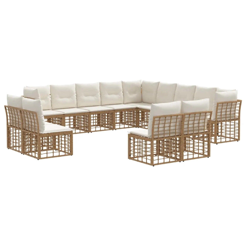 Set di divani da esterno Naturale e Bianco Crema Poliestere