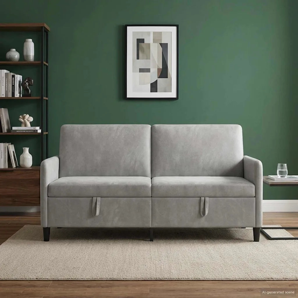 Divano con Storage Grigio Chiaro 172 x 78 x 87 cm Poliestere 42036961