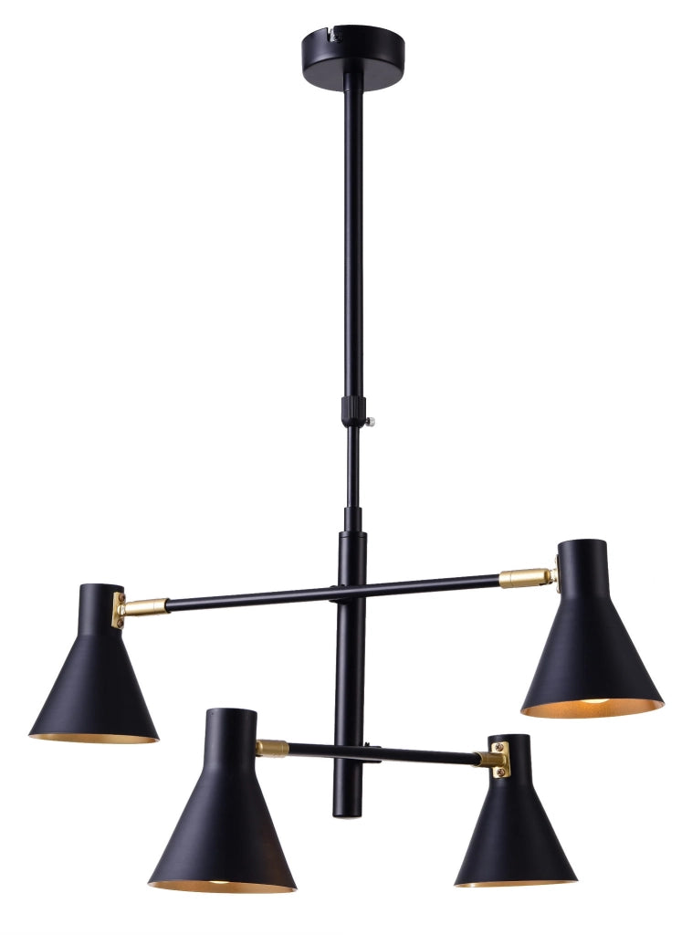 Lampadario Candellux Less 34-72689 nero oro in 4xE14