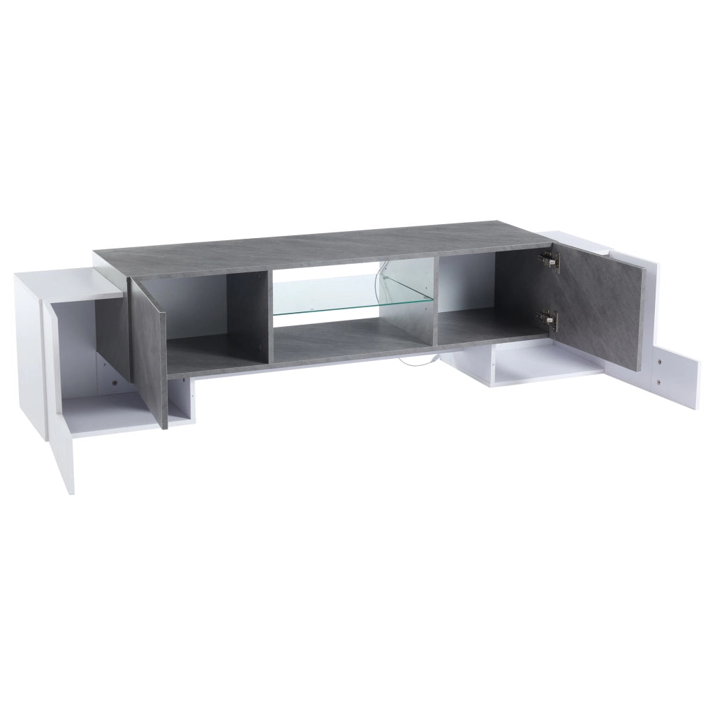 Mobile TV con Bluetooth LED - Zephmum- 180x40x46.5cm- Bianco e grigio