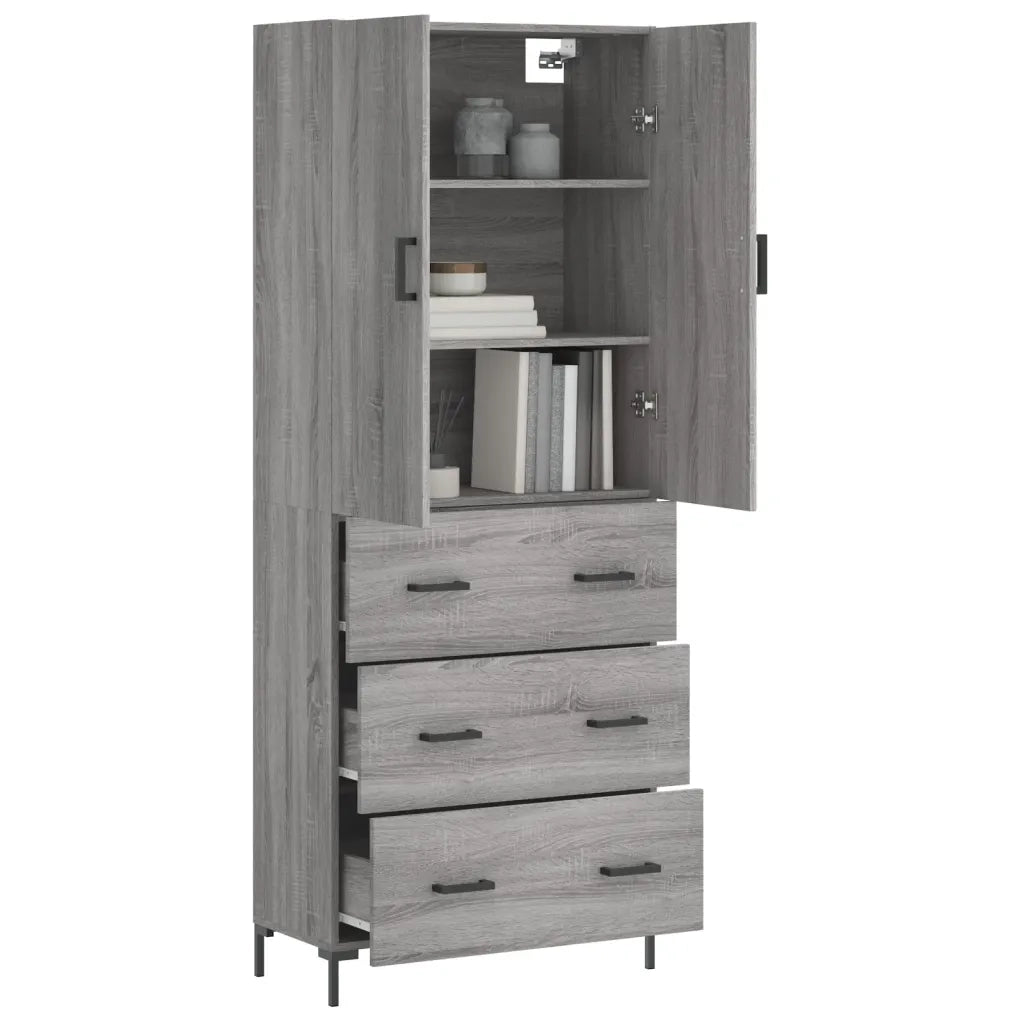 Credenza-Buffet-Armadio da cucina Grigio Sonoma 69,5x34x180 cm in Legno Multistrato 810173