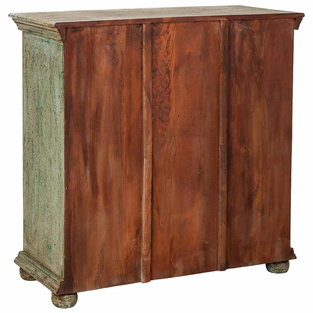 Cómoda de madera artesanal con 5 cajones azul 100x43x95h cm