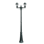 Lampione da Giardino-Lampada da giardino 2 Bracci 215 cm Verde Scuro/Nero Alluminio