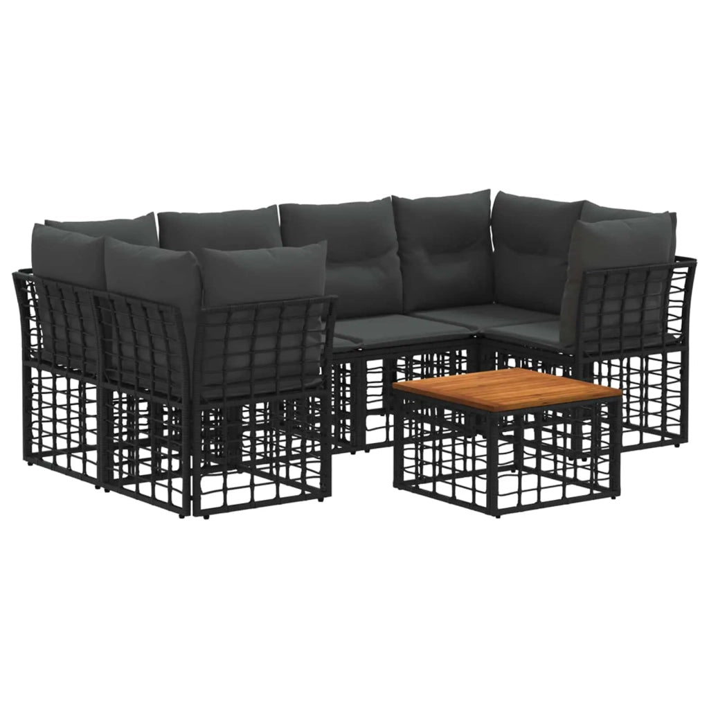 Set di divani da esterno 7 pz Nero e Grigio scuro polyrattan 3437415