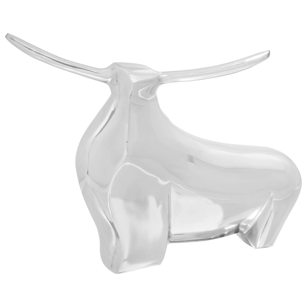 Scultura di Toro  Argento 37x44x17 cm in Alluminio