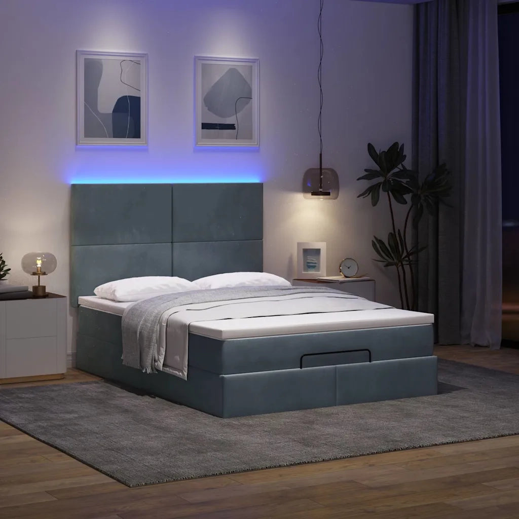 Struttura Letto Pouf con Materassi 140x200 cm in Velluto 3314253