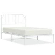 Letto singolo | Letto per adulti | Giroletto con Testiera Metallo Bianco 107x203 cm
