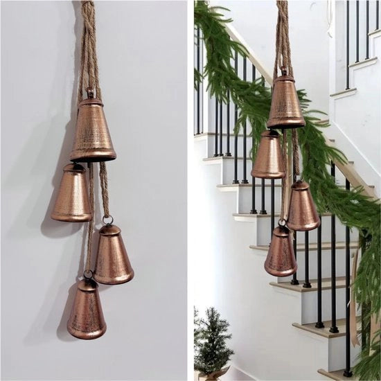 Incluso campanelli, articoli vintage manufatti a mano, stendardi di Natale metallici e piccoli campanelli (4 pezzi).