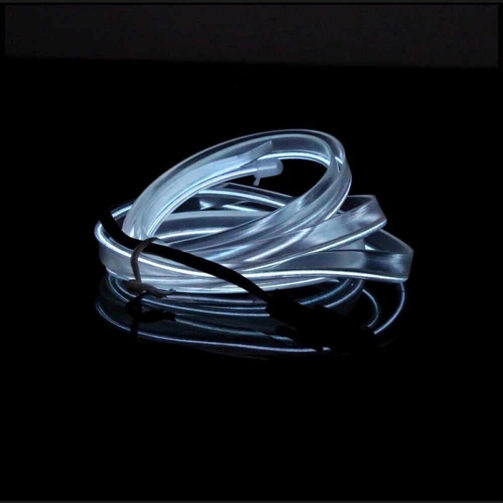 KIT LUCE ATMOSFERA BIANCA STRISCIA FILO FIBRA OTTICA INTERNI AUTO 12V 3 MT