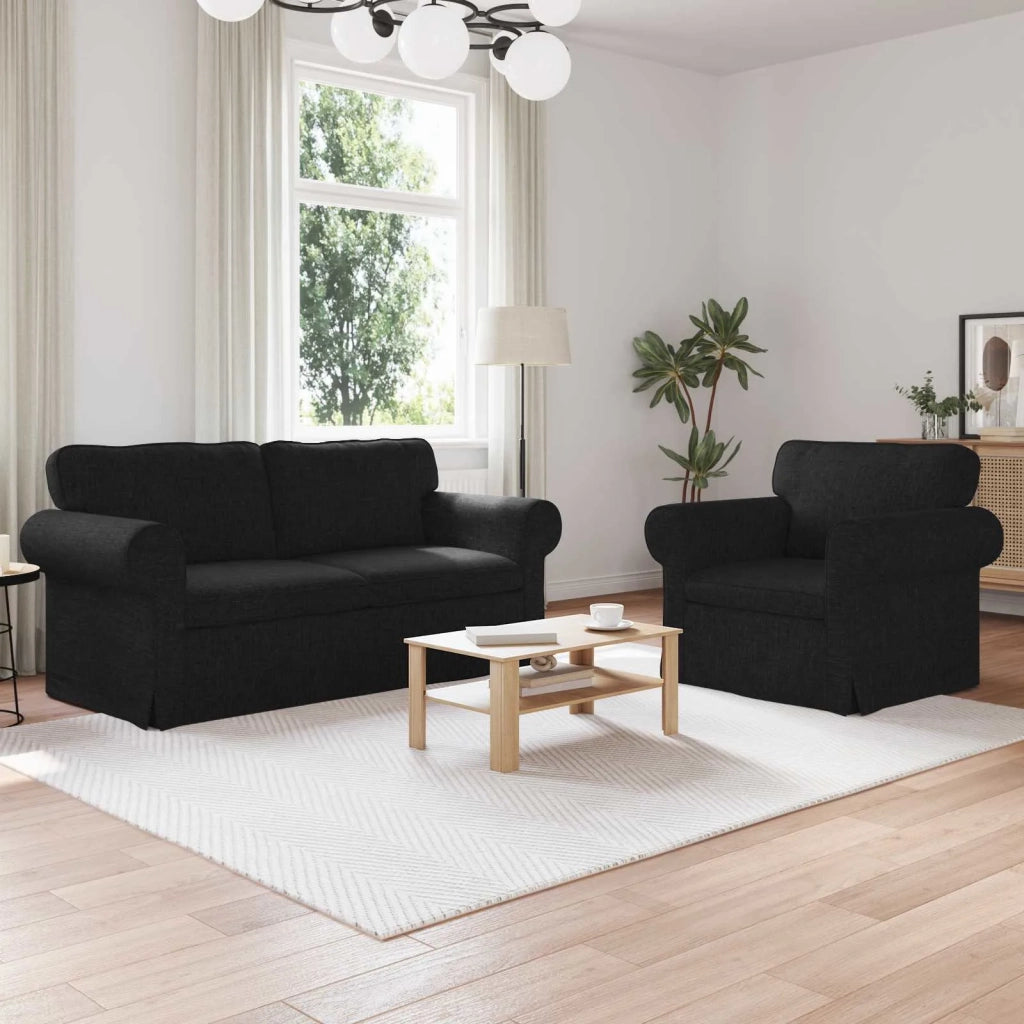 Set di divani 2 pcs Nero 175 x 82 x 80 cm Tessuto