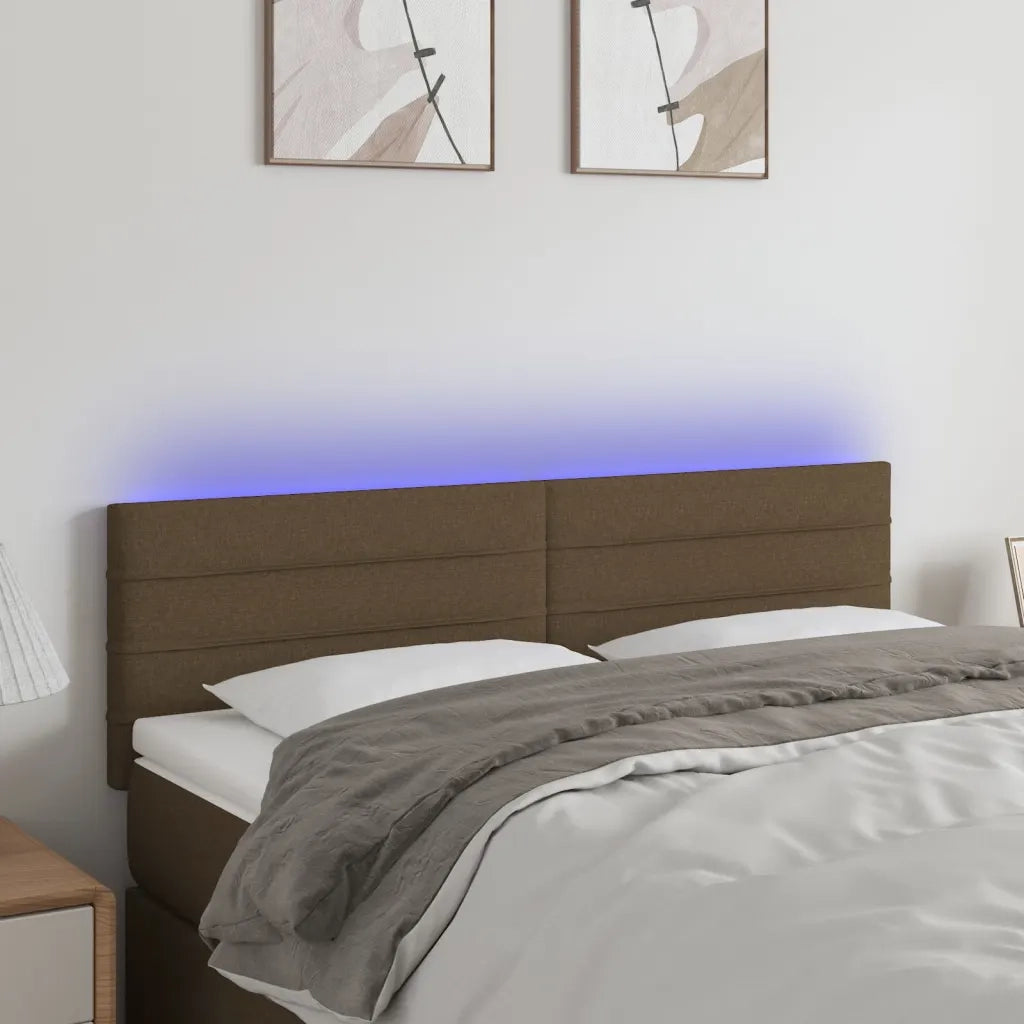 Testiera | Testata a LED Marrone Scuro 144x5x78/88 cm in Tessuto