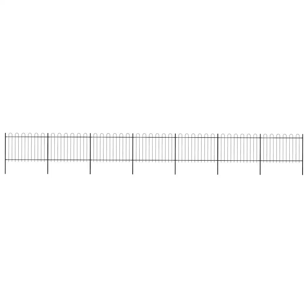 Recinzione da Giardino con Parte Superiore ad Anello in Acciaio 1172x120 cm Nero 277671
