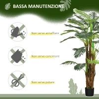 Palma Artificiale Verde da 160 cm in Vaso con 36 Foglie, in PE e Cemento per Interno ed Esterno
