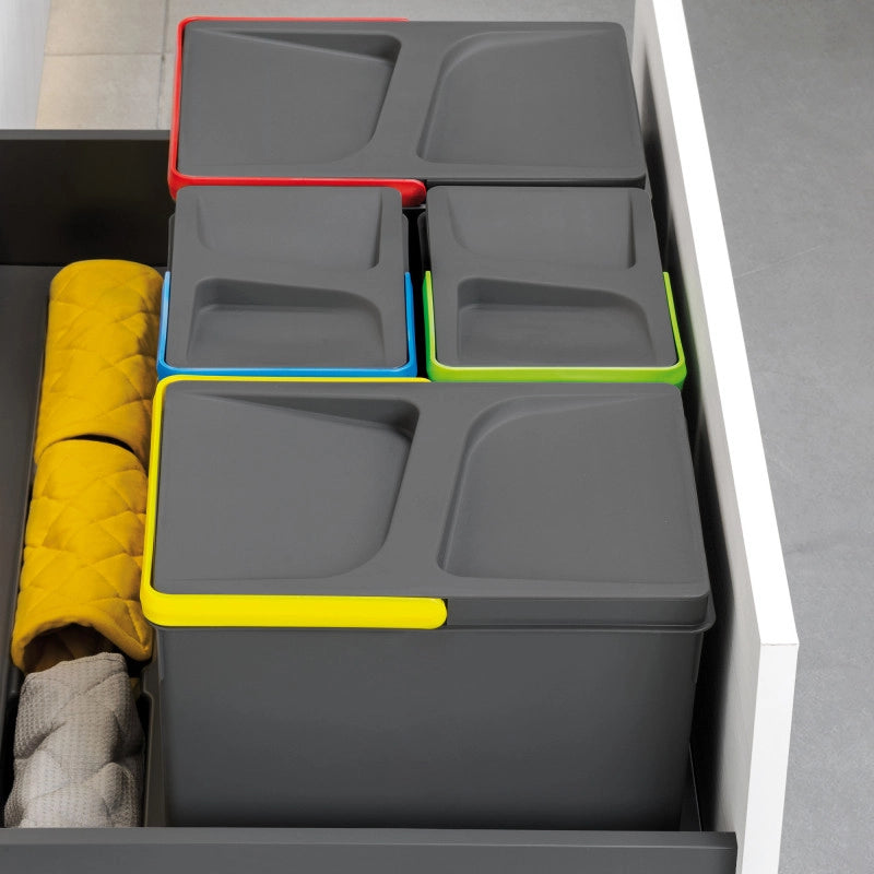 Base per cassetto da cucina Recycle, 2 scomparti, modulo 600 mm, Grigio antracite Tecnoplastica