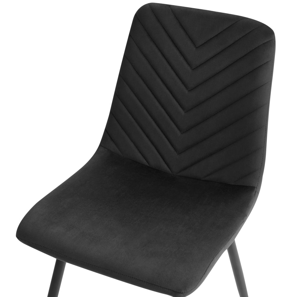 Set di 4 sedie da pranzo in velluto per la sala da pranzo gambe in ferro nero stile elegante