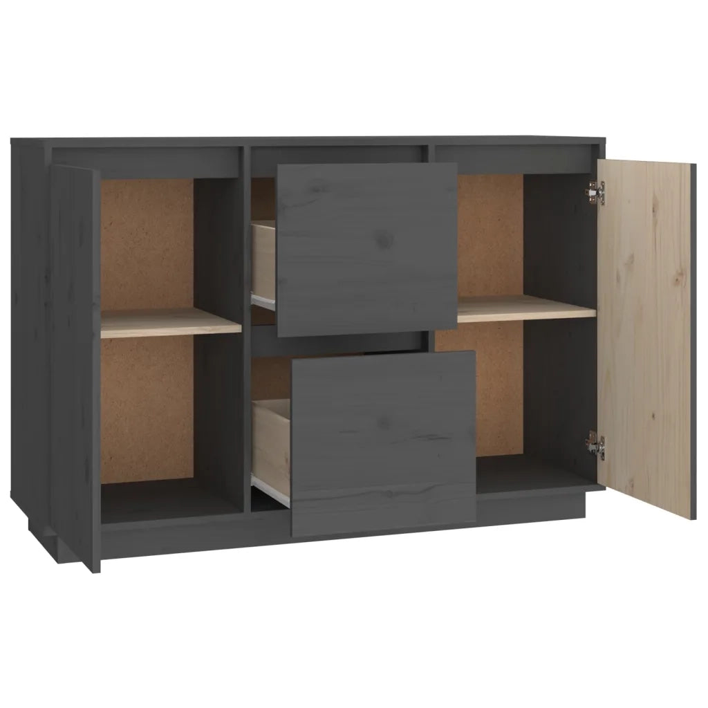 Credenza Grigia 111x34x75 cm in Legno Massello di Pino 814311