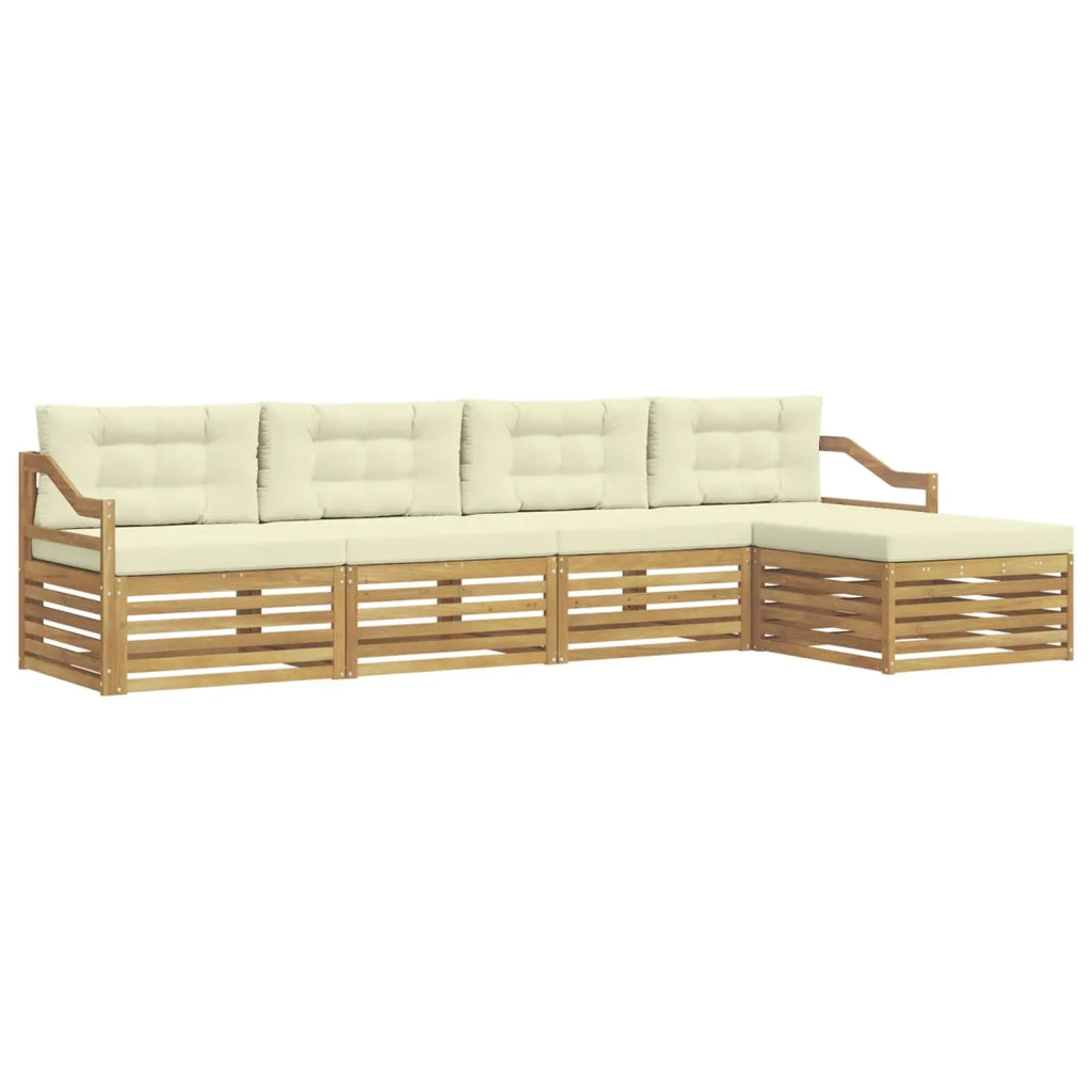 Set di divani da esterno 5 pcs Bianco e Crema Poliestere 3390340