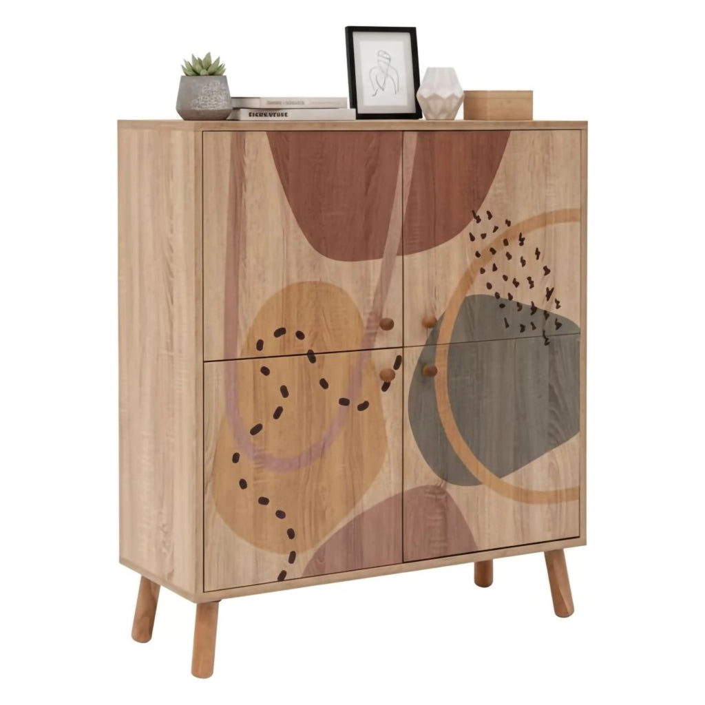 Credenza Agyemang, Buffet da soggiorno, Madia da salotto, Dispensa da cucina, 95x36h111 cm, Multicolore