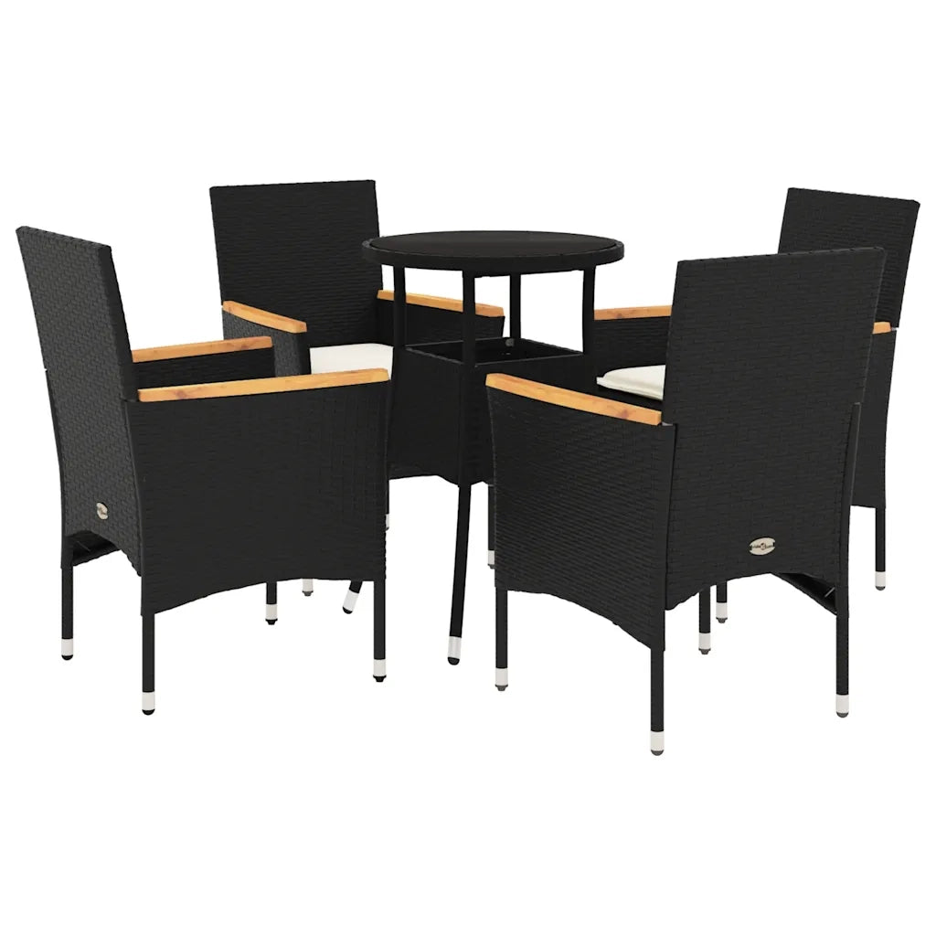 Set da Pranzo da Giardino con Cuscini 5 pz | Set Salotto da Giardino Polyrattan e Vetro