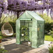 Serra a tunnel con porta a zip in PVC e tubi in acciaio verniciato per orto e coltivazione verde 143 × 215 × 195 cm