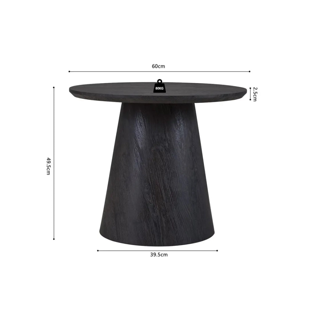 Tavolino BOKOR – Colore marrone scuro – Tavolino rotondo 60x60 cm – MDF – Design moderno e compatto