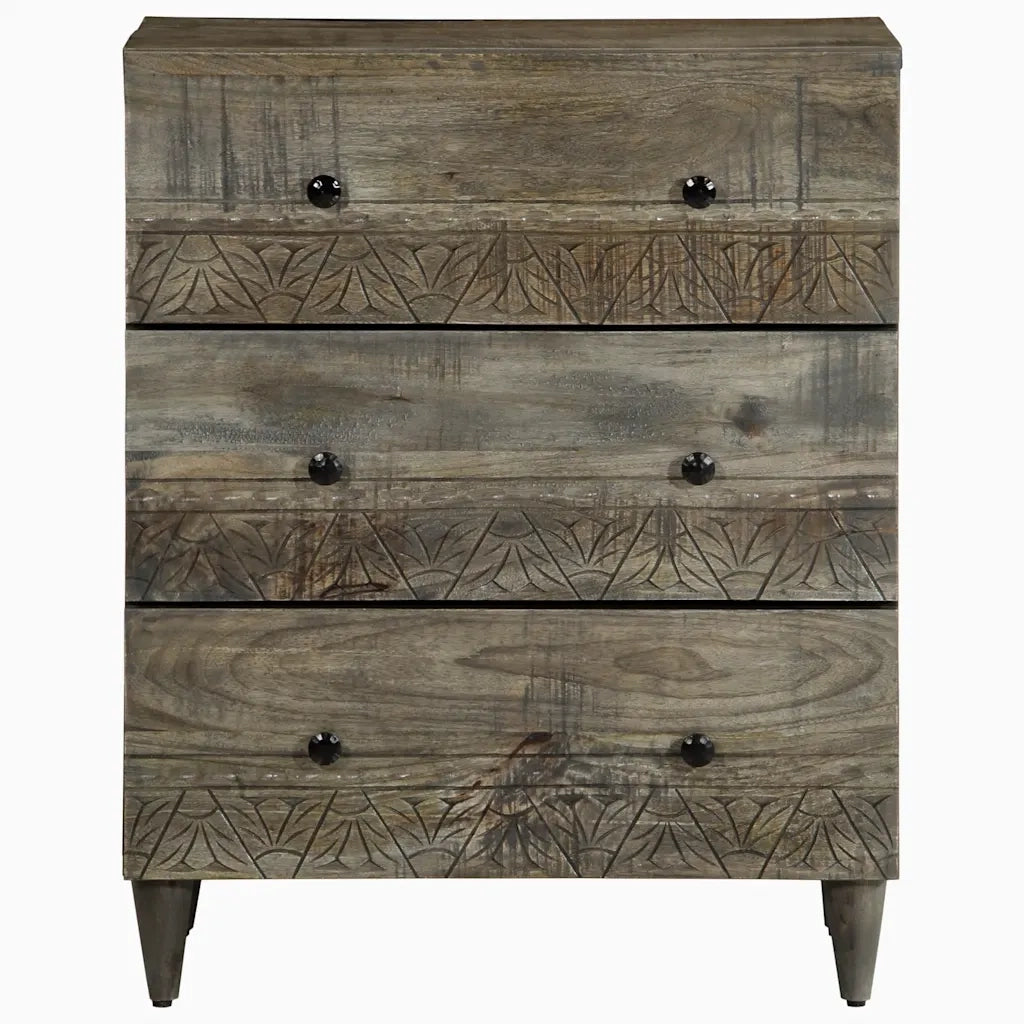 Credenza Grigio Chiaro 60x33,5x75 cm in Legno Massello di Mango