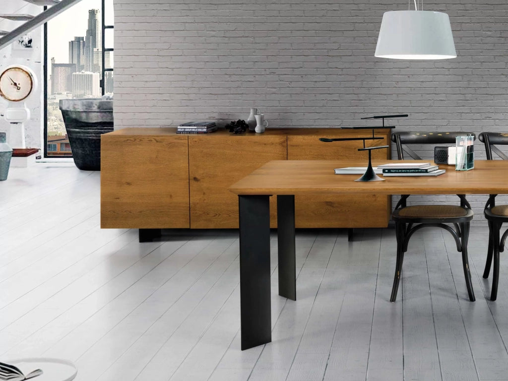 Madia credenza 3 ante legno rovere nodato spazzolato 198x50x78 (1622) - Mobili 2G