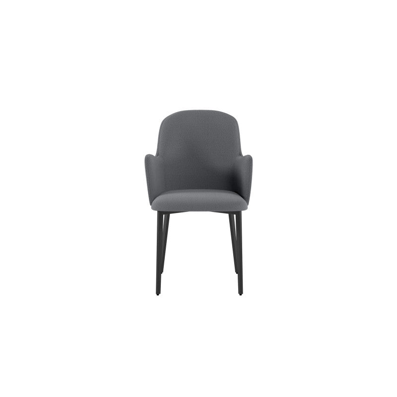 Set di 4 Sedie rivestita in tessuto easy-clean Gambe in metallo verniciato Nero Sophia 53.5cm X 62.5cm H 80cm Stones