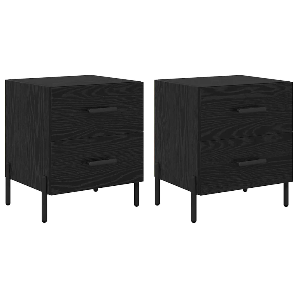 Set di 2 Comodini | Armadio da Notte | Mobiletto da notte Rovere Nero 40 x 35 x 47,5 cm