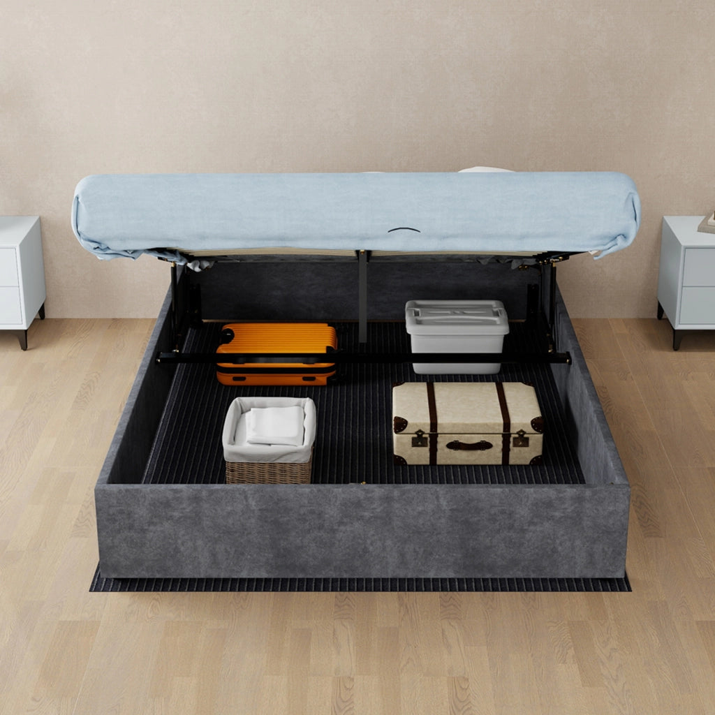 letto tela e metallo grigio 140 x 200 cm