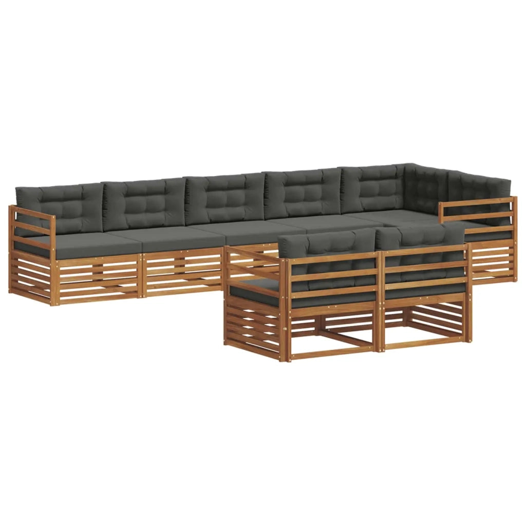 Set di divani da esterno con cuscino 8 pcs Naturale e Antracite 3373642