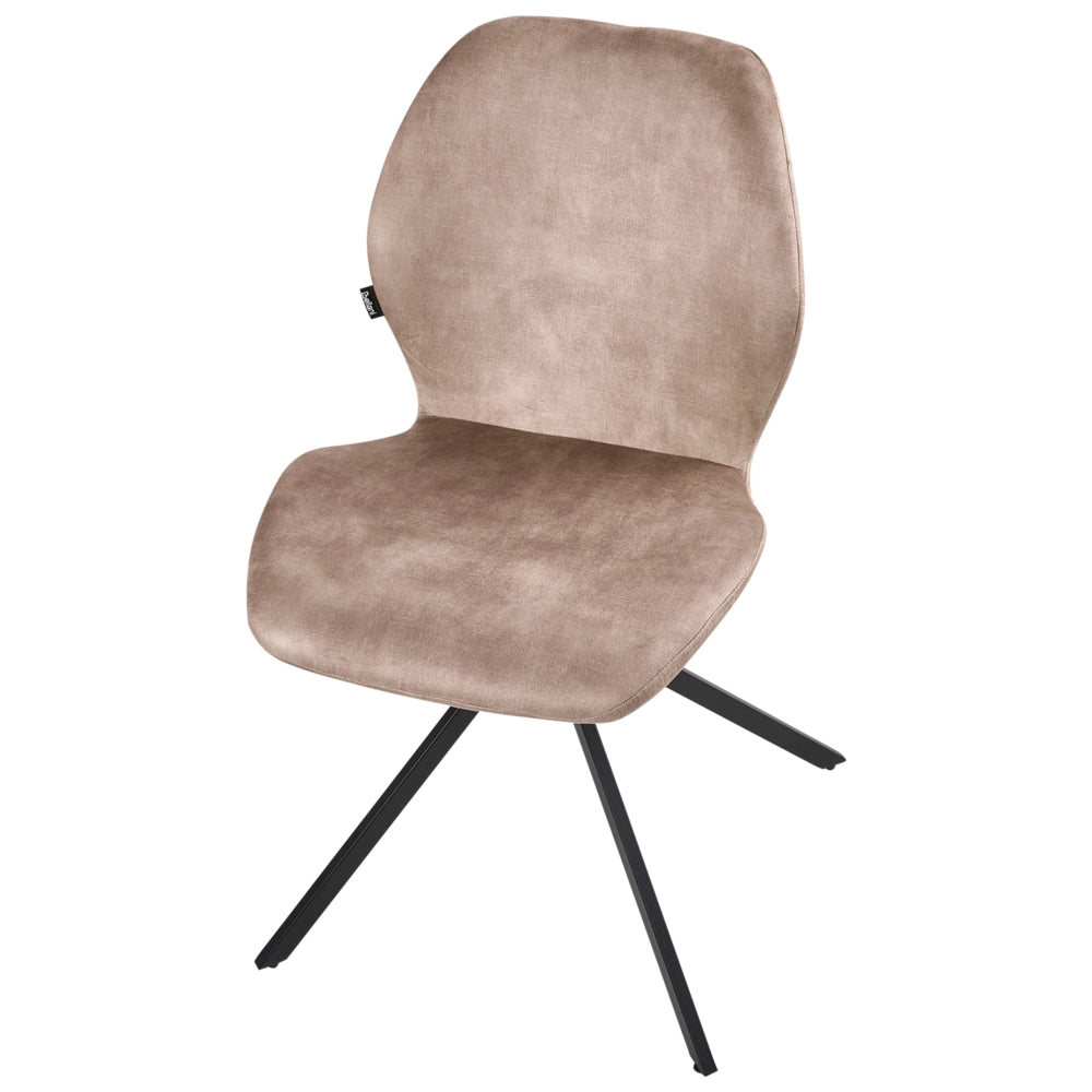 Set di 4 sedie da pranzo in velluto beige con gambe in ferro nero, girevoli a 180°, moderne e imbottite