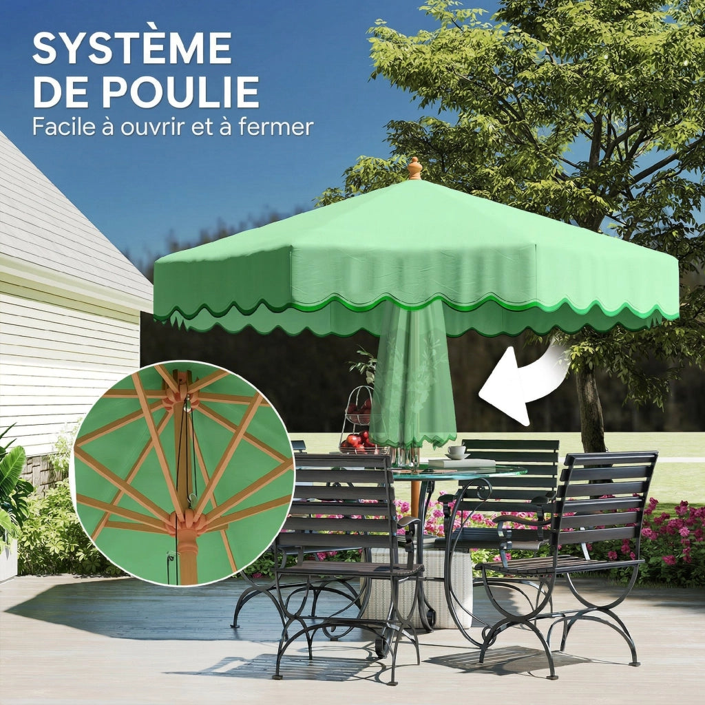 Ombrellone da Giardino Rotondo con Volant ¨C zephmum ¨C 230cm Verde Chiaro