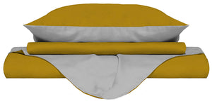 Copripiumino Singolo con Sacco e Federe Doubleface Senape/Grigio Chiaro