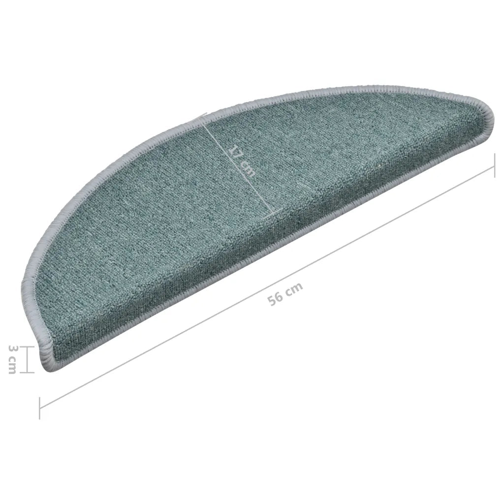 Tappetini per scale 15 pz 56x17x3 cm Blu mare semicircolari 322362
