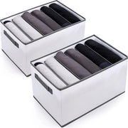 Organizzatore per abiti per armadio, 2 pezzi, 6 celle, scatola multifunzionale pieghevole con maniglia, organizzatore pieghevole per jeans, pantaloni, abiti