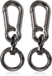 Karabini hanger metallica da 2 pezzi nera - Serratura a giro per portachiavi - Accessorio per portafoglio con chiusura a karabina rimovibile - Portachiavi con serratura a giro e chiusura a karabina