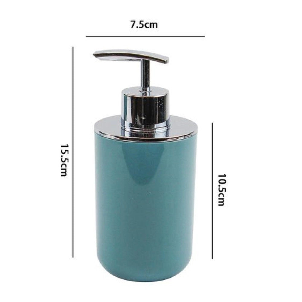 Trade Shop - Dispenser Porta Sapone Liquido Verde Petrolio Silver Per Ricambio Bagno 69473 -