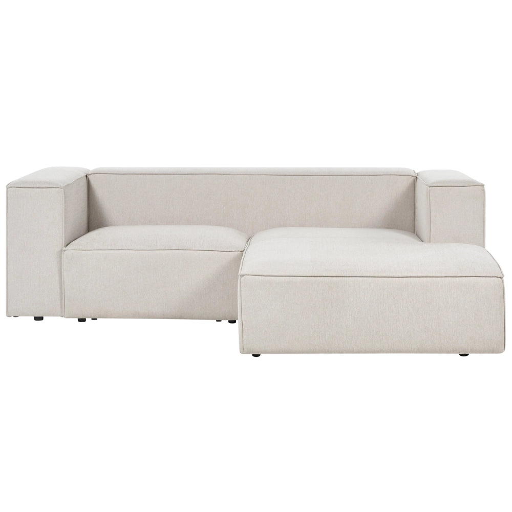 Divano angolare a 2 posti a sinistra in tessuto beige con braccioli imbottiti Stile minimalista