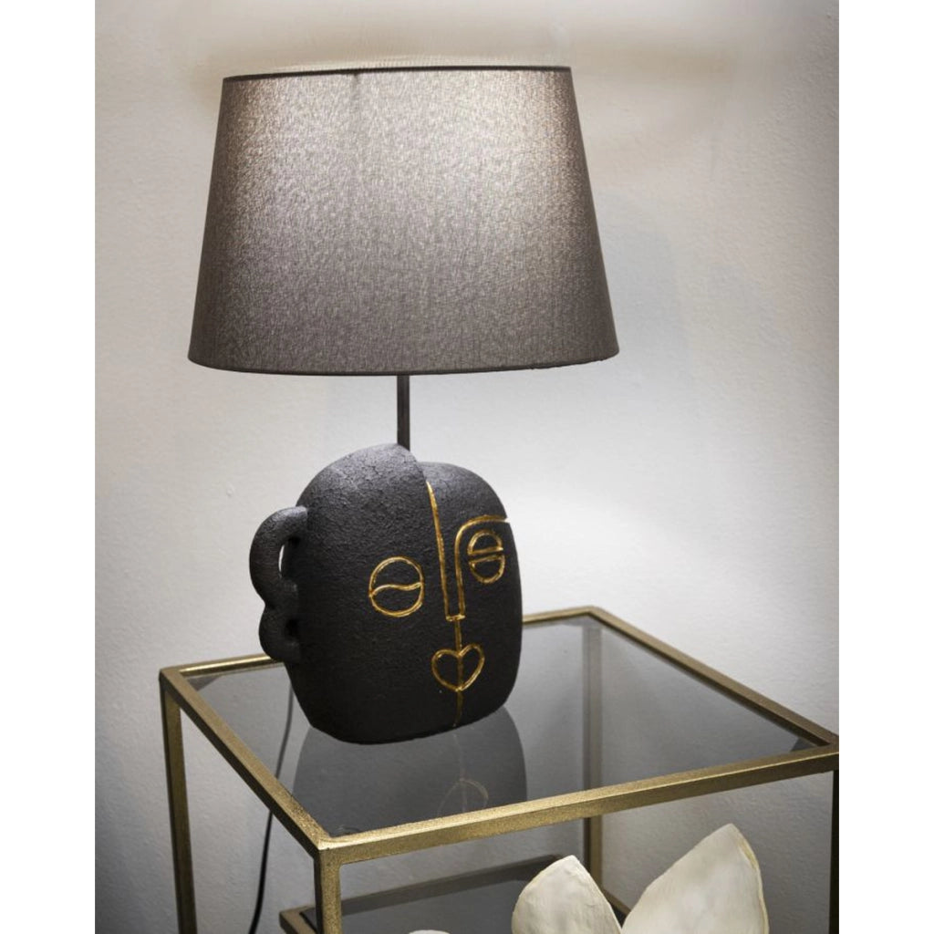 Lampada da Tavolo VKH162, Marrone, Poliresina, 30,5x30,5x46 cm