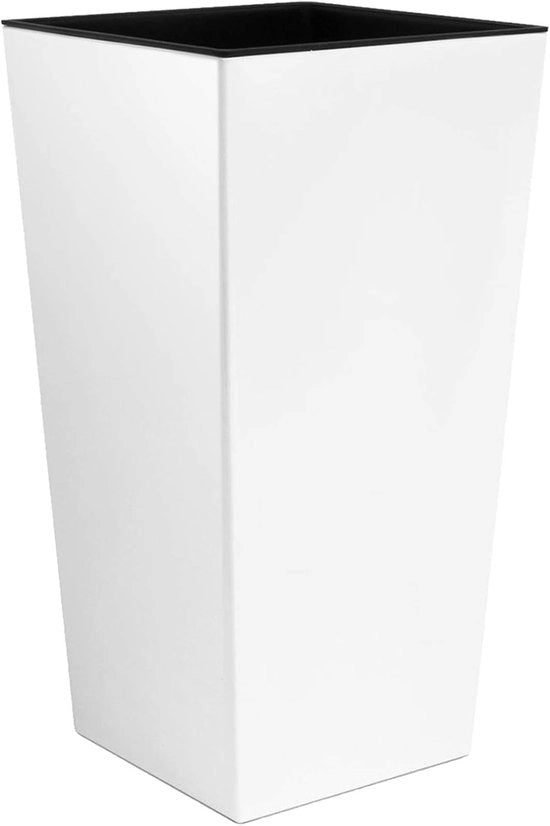Piantagione in Plastica con Vaschetta Interna - 50 cm Alto - Antiscivolo - XL - Formato - Bianco