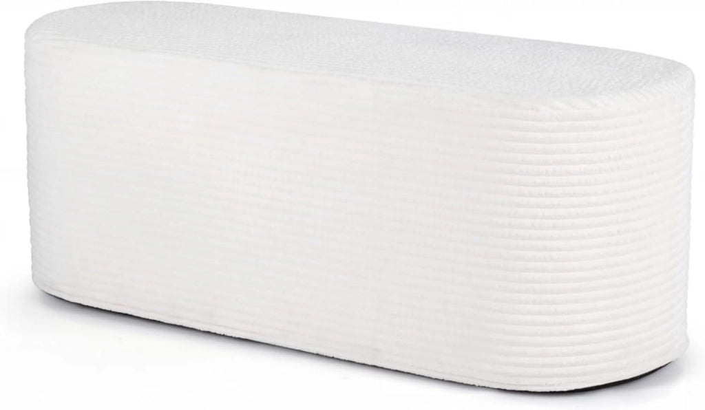 Pouf Poggiapiedi Imbottito 120 X 46 X 48 CM, Poggiapiedi Divano con Velluto a Coste e Spugna ad Alta Densità, Pouf Ovale con Base Antiscivolo per Soggiorno, Camera da Letto, Beige