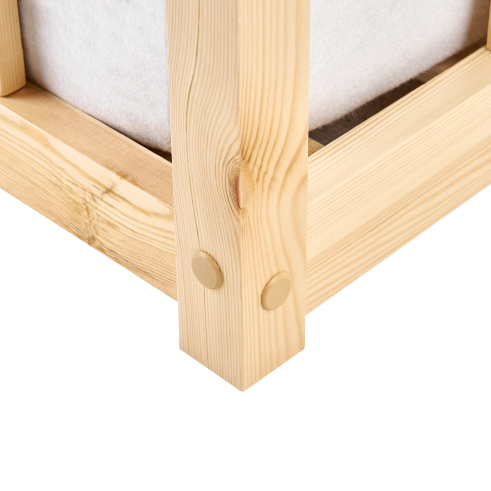 Letto singolo per bambini in legno marrone chiaro cameretta con telaio a doghe 90 x 200 cm