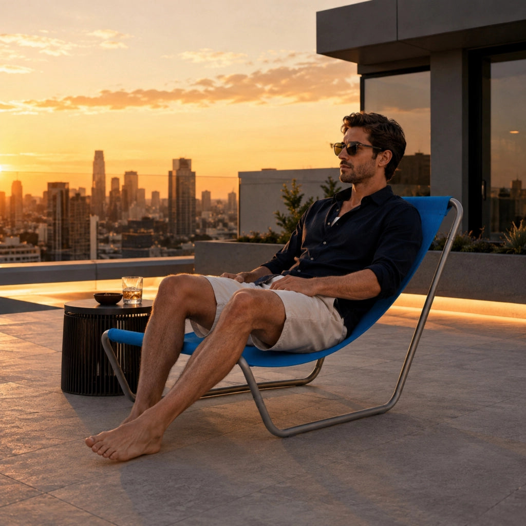 Sedia Sdraio Pieghevole Ergonomica Con Struttura In Acciaio E Tessuto Poliestere Impermeabile Dotata Di Sacca Con Tracolla Per Spiaggia Piscina Campeggio Giardino Relax Outdoor 95 X 60 X 40 Cm Blu