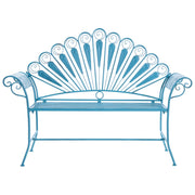 Panca da giardino per esterni in metallo blu alluminio 2 posti braccioli stile vintage