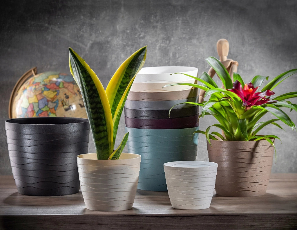 KADAX - Copertura in plastica per vaso di fiori e piante, rotonda, beige, 13 cm