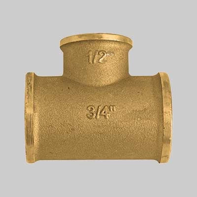 RACCORDO A TEE RIDOTTO AL CENTRO OTTONE GIALLO  1/2 x 3/8 x 1/2     MADE IN ITALY