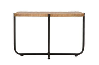 Tavolino Basso 75x55x46,5 cm in Metallo con Piano in Rattan
