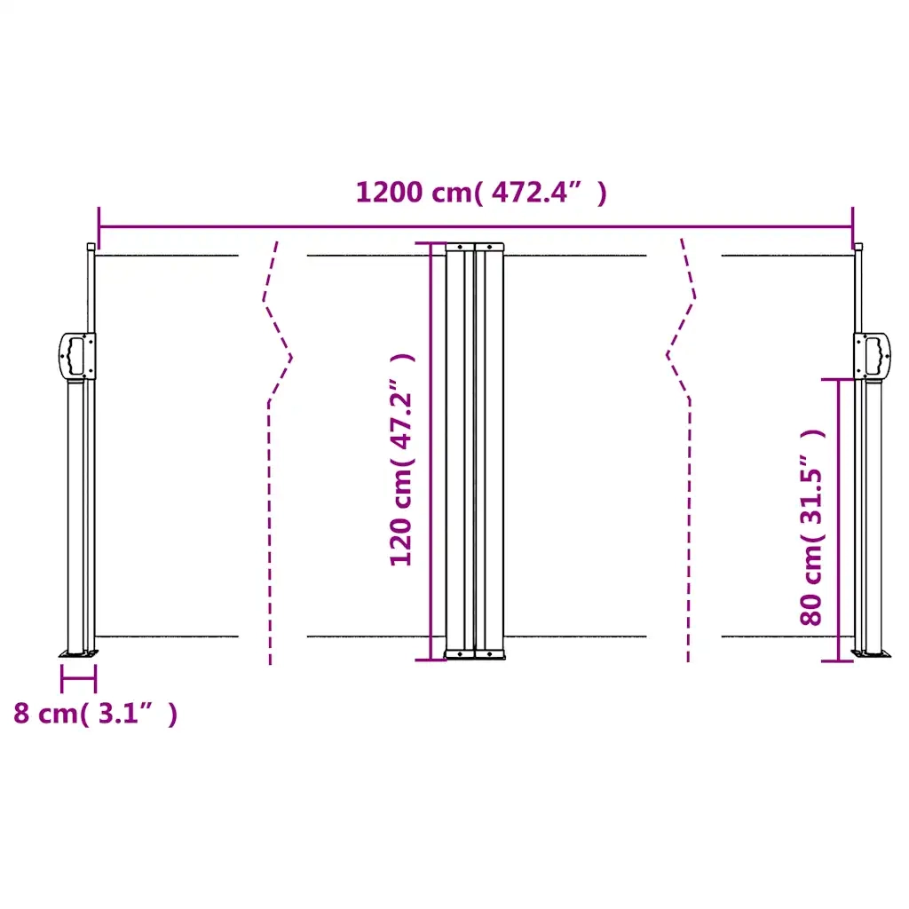 Tenda da Sole | Tenda parasole Laterale Retrattile Crema 120x1200 cm