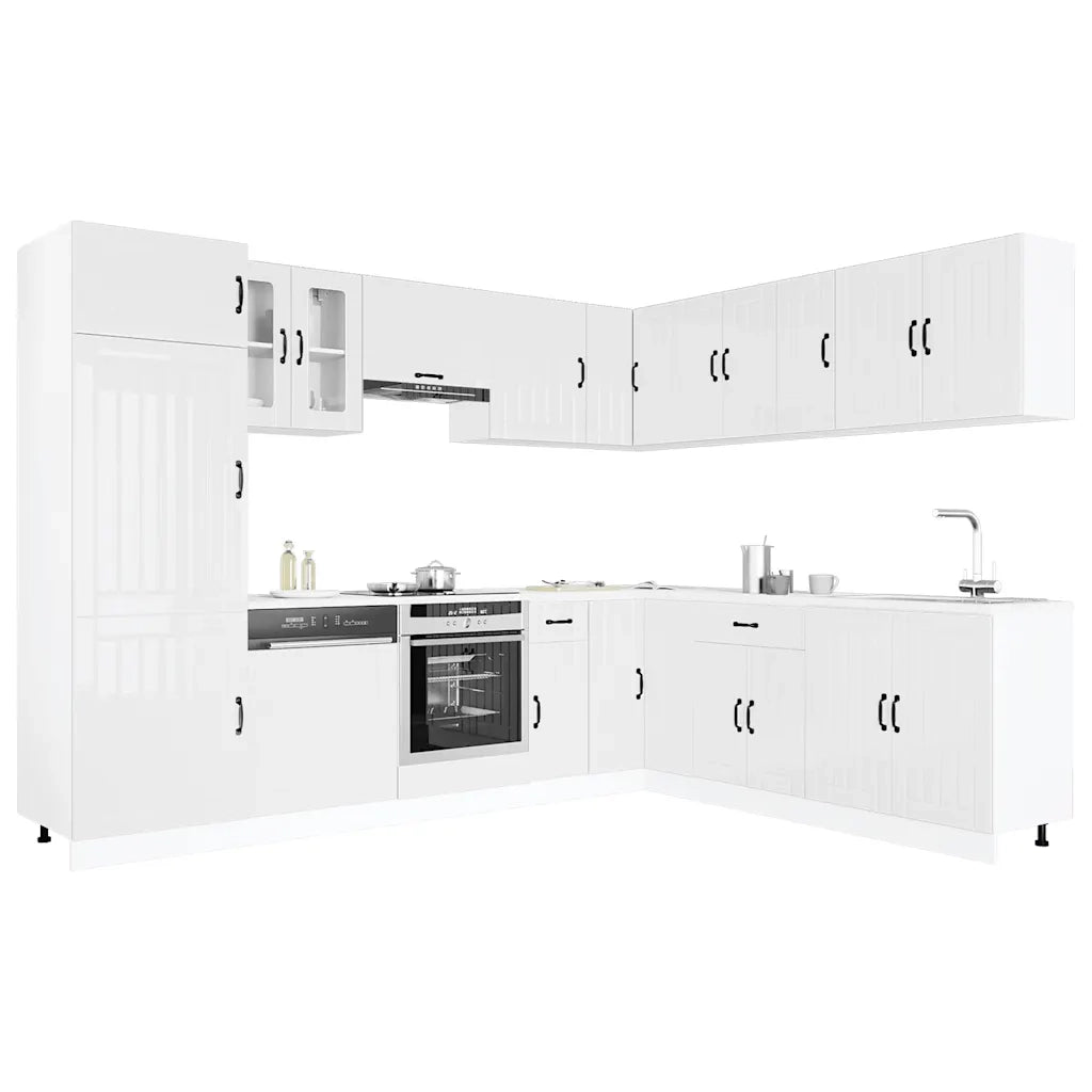 Set Mobili da Cucina 14 pz Lucca Bianchi Lucido in Truciolato 3314983